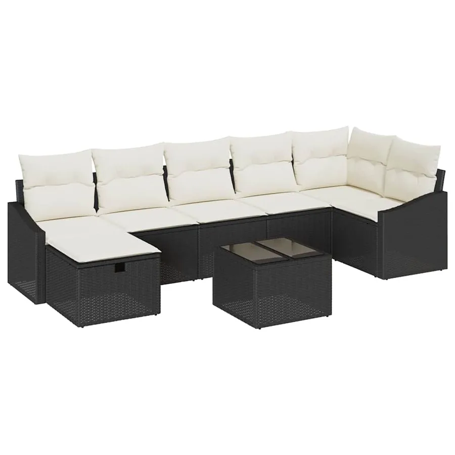 Ensemble de Canapés avec coussin 8 pcs Noir polyrotin - 2