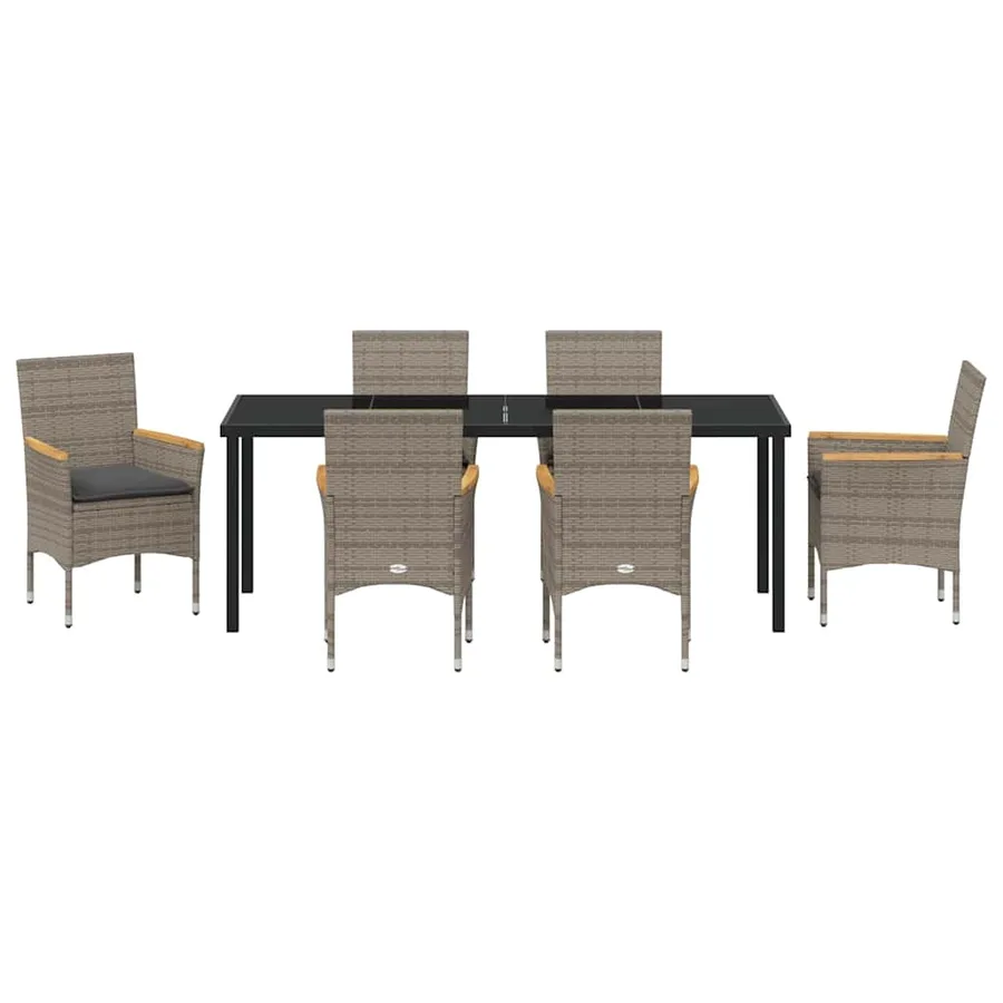 Ensemble de salle à manger pour jardin 7 pcs Gris polyrotin - 7