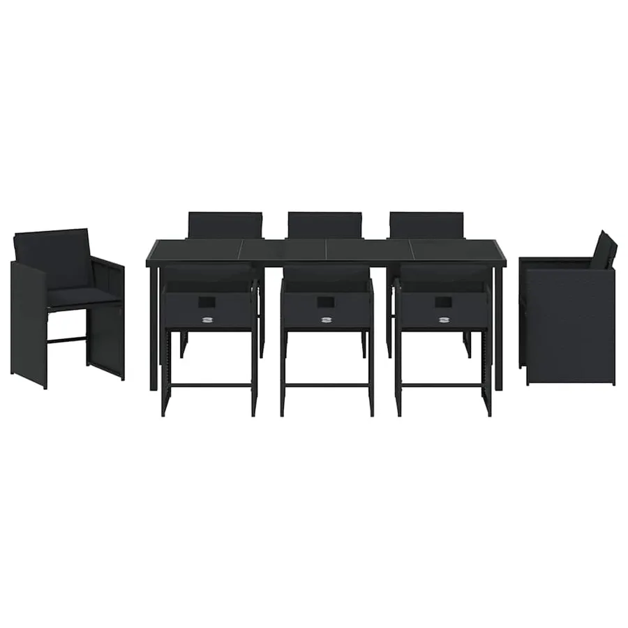 Ensemble de salle à manger pour jardin 9 pcs Noir polyrotin - 7