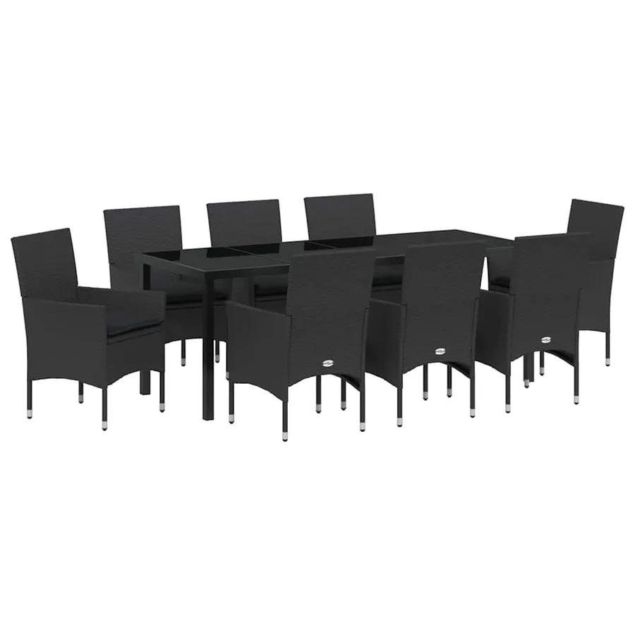Ensemble de salle à manger pour jardin 9 pcs Noir polyrotin - 2