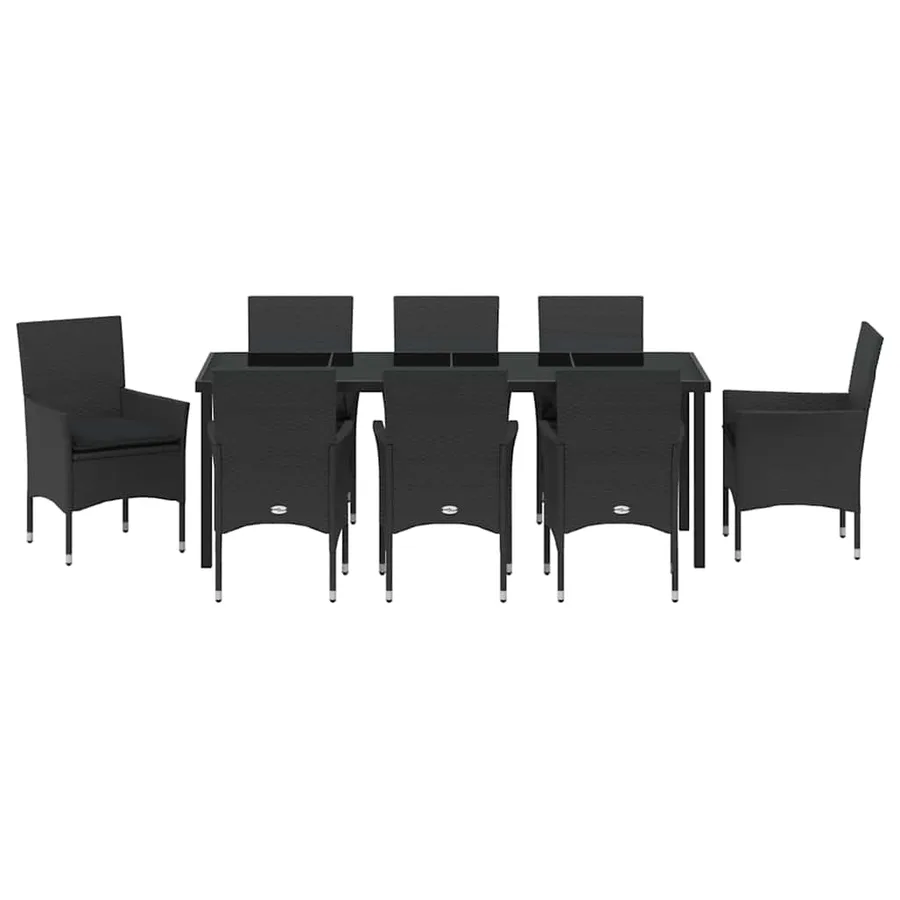 Ensemble de salle à manger pour jardin 9 pcs Noir polyrotin - 7
