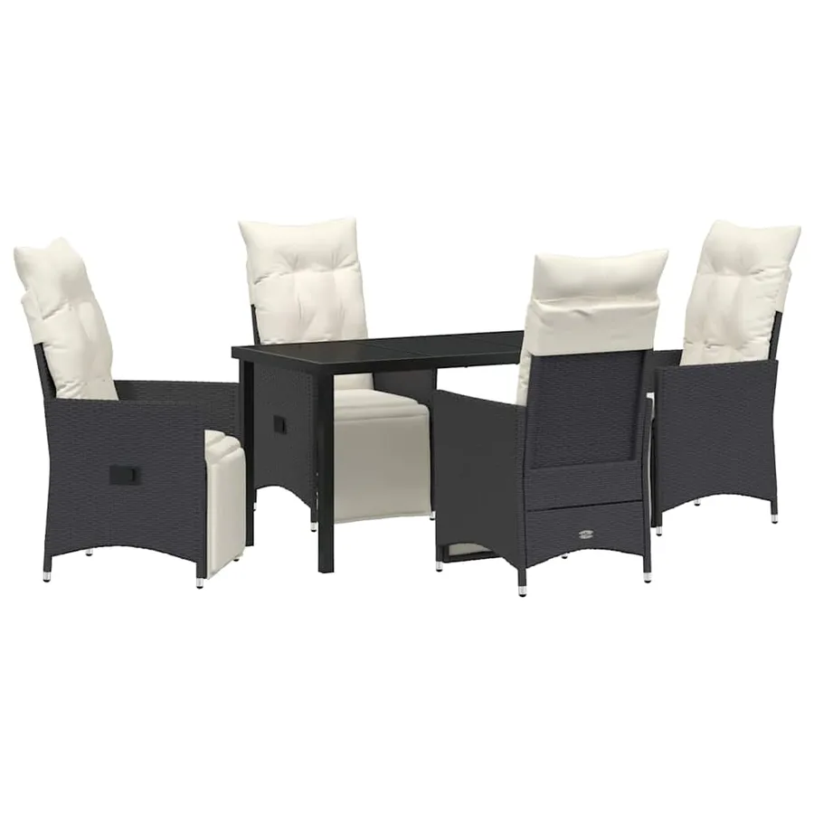 Ensemble de salle à manger pour jardin 5 pcs Noir polyrotin - 2