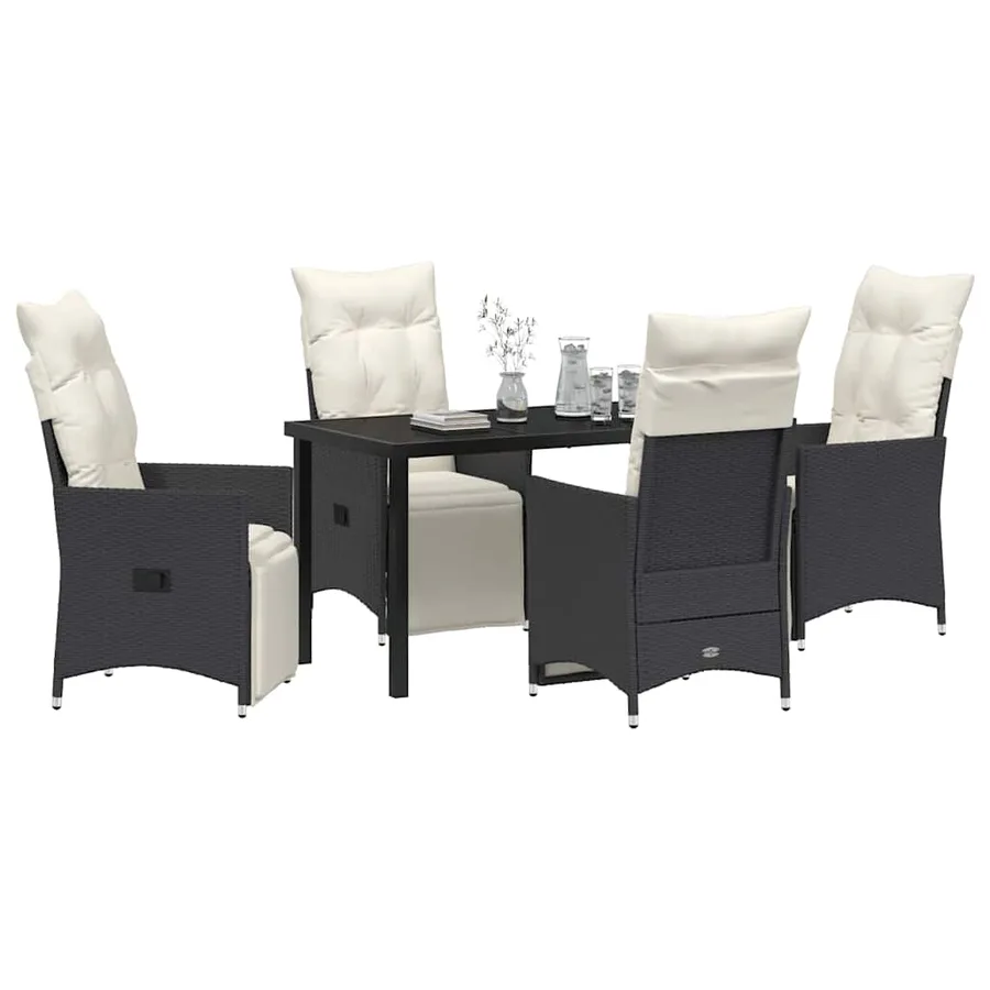 Ensemble de salle à manger pour jardin 5 pcs Noir polyrotin - 3