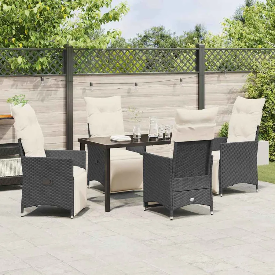 Ensemble de salle à manger pour jardin 5 pcs Noir polyrotin - 4