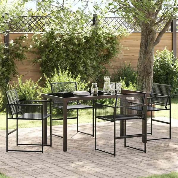 Ensemble de salle à manger pour jardin 5 pcs Noir polyrotin