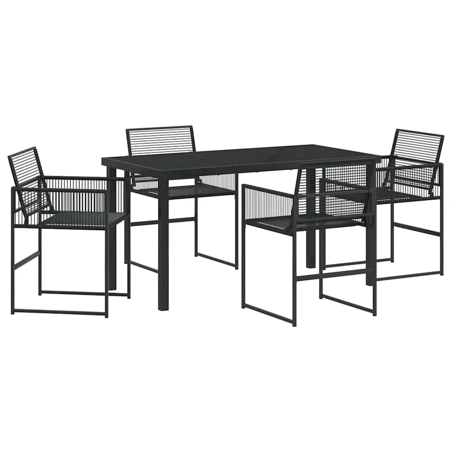 Ensemble de salle à manger pour jardin 5 pcs Noir polyrotin - 2