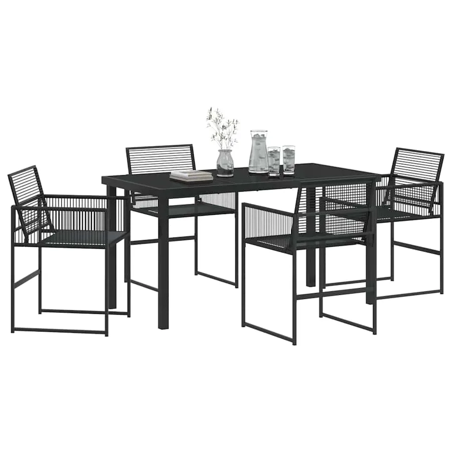 Ensemble de salle à manger pour jardin 5 pcs Noir polyrotin - 3