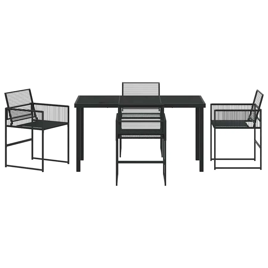 Ensemble de salle à manger pour jardin 5 pcs Noir polyrotin - 7