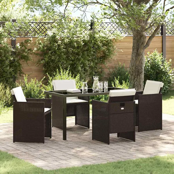 Ensemble de salle à manger pour jardin 5 pcs Marron polyrotin