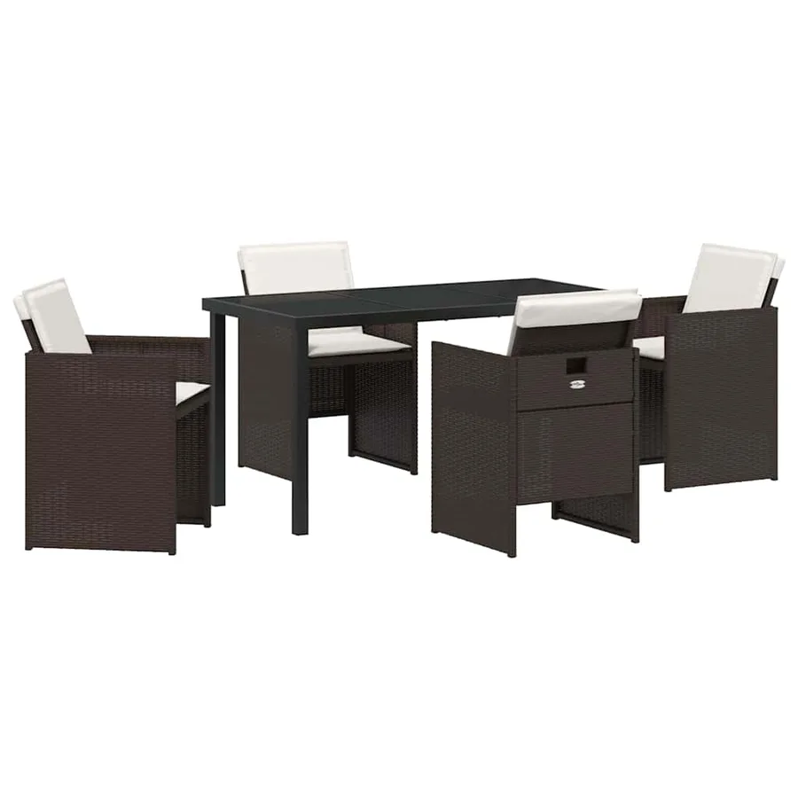 Ensemble de salle à manger pour jardin 5 pcs Marron polyrotin - 2