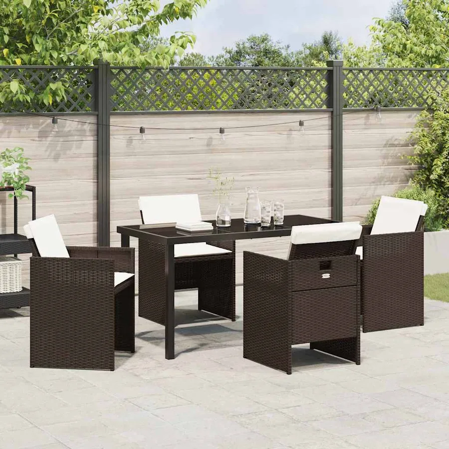 Ensemble de salle à manger pour jardin 5 pcs Marron polyrotin - 4