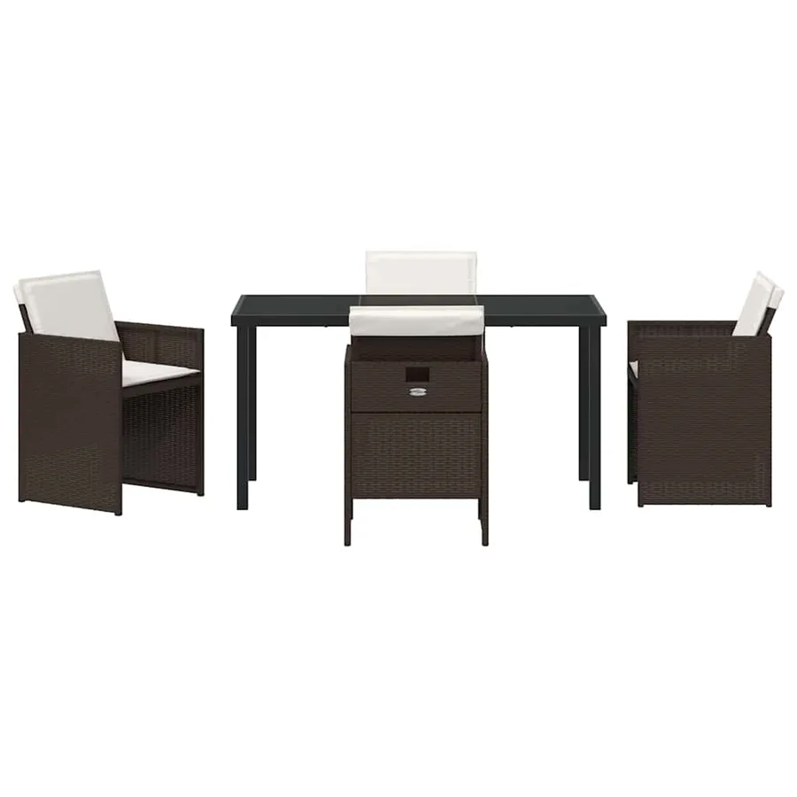 Ensemble de salle à manger pour jardin 5 pcs Marron polyrotin - 7