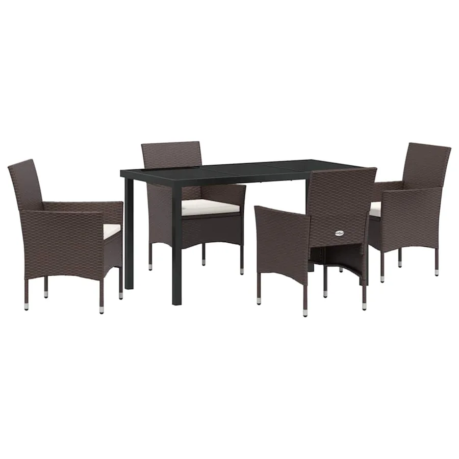 Ensemble de salle à manger pour jardin 5 pcs Marron polyrotin - 2