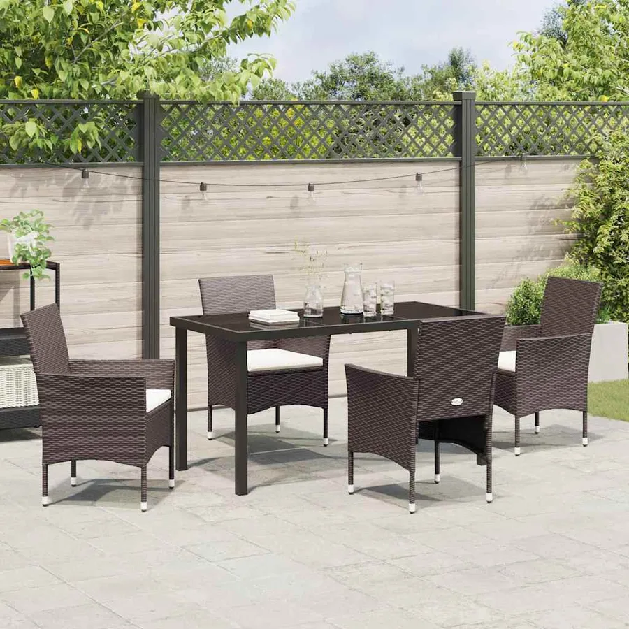 Ensemble de salle à manger pour jardin 5 pcs Marron polyrotin - 4
