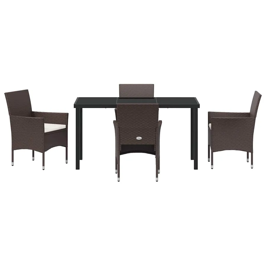 Ensemble de salle à manger pour jardin 5 pcs Marron polyrotin - 7