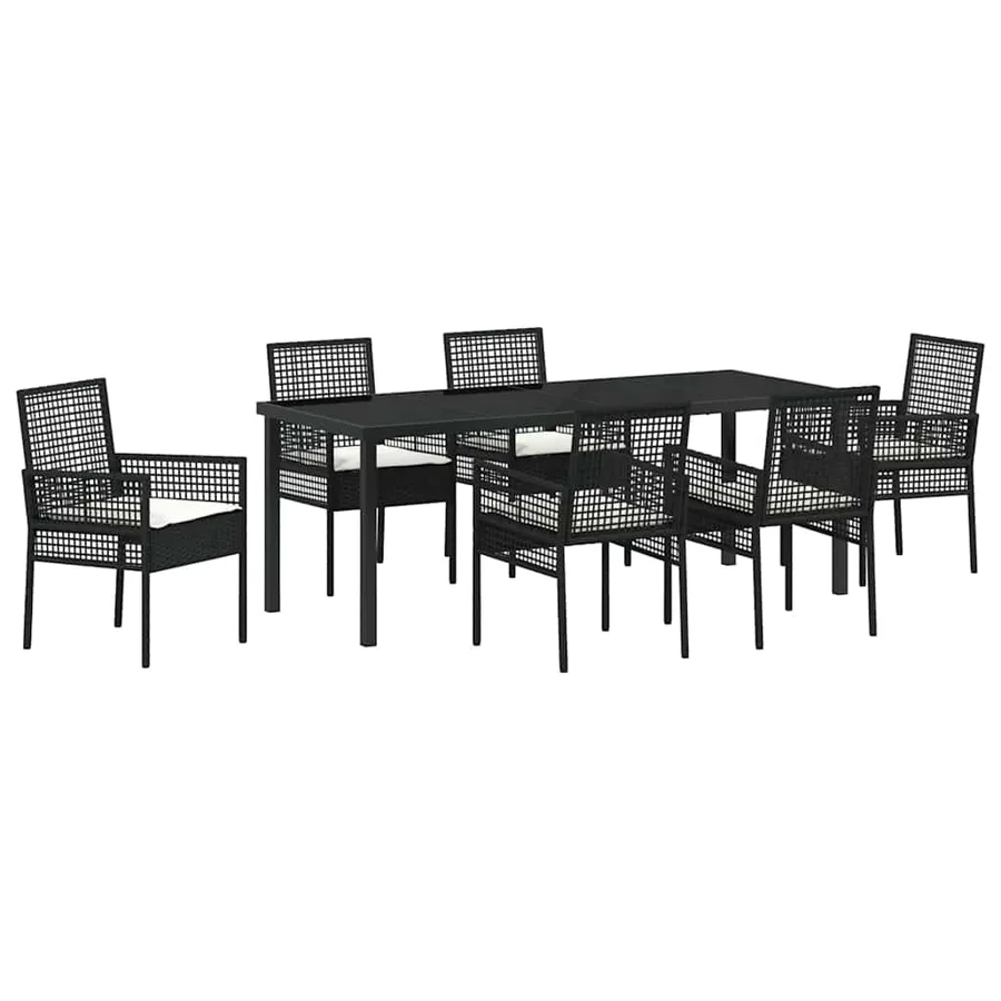 Ensemble de salle à manger pour jardin 7 pcs Noir polyrotin - 2