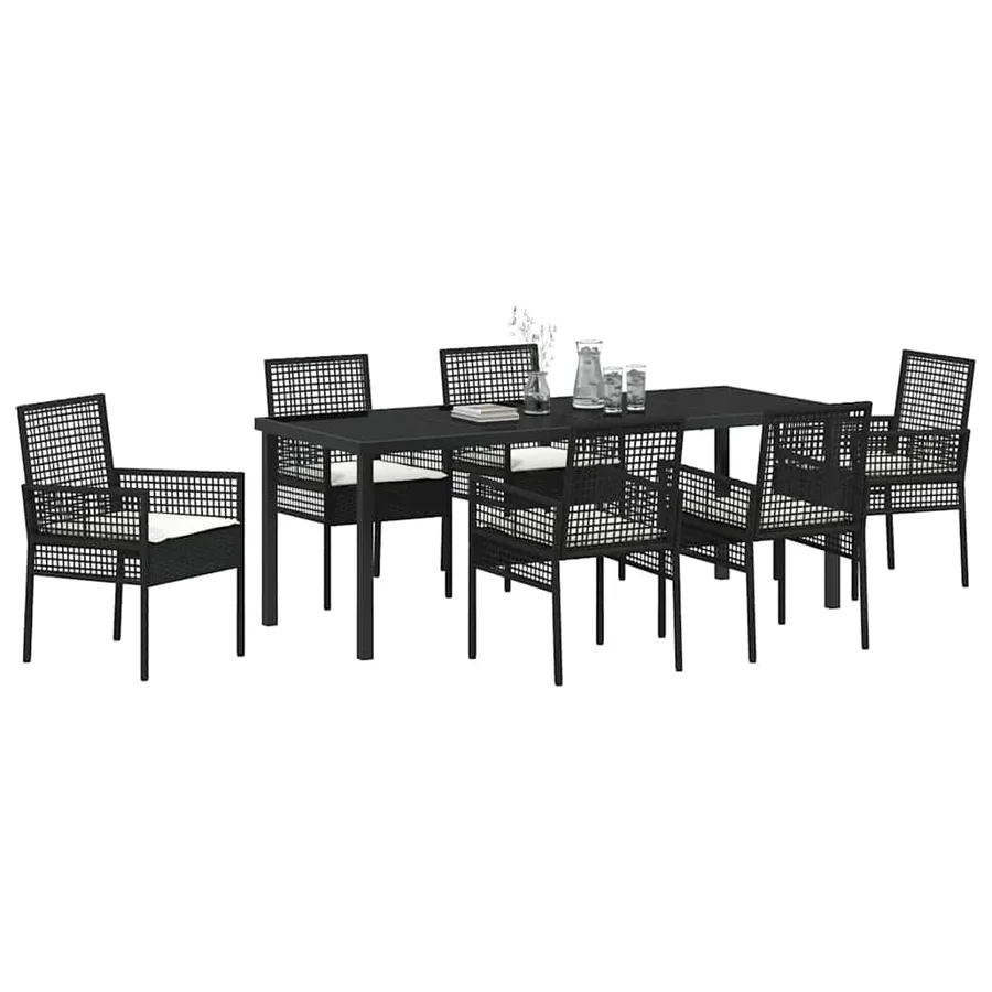 Ensemble de salle à manger pour jardin 7 pcs Noir polyrotin - 3
