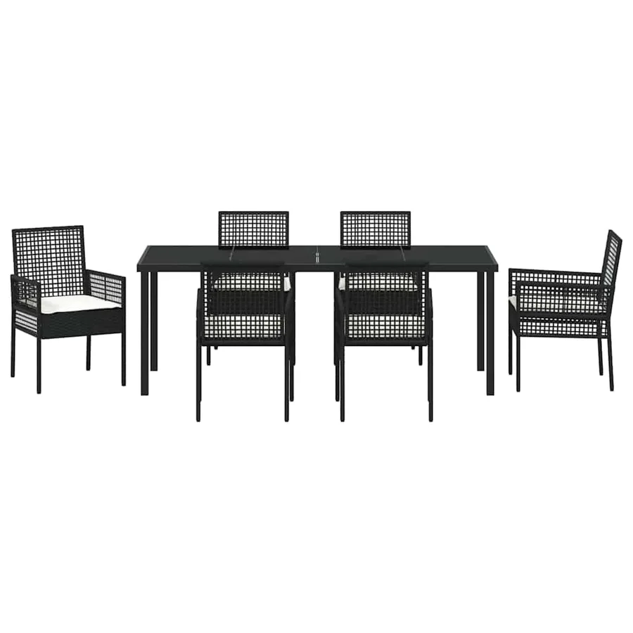 Ensemble de salle à manger pour jardin 7 pcs Noir polyrotin - 7