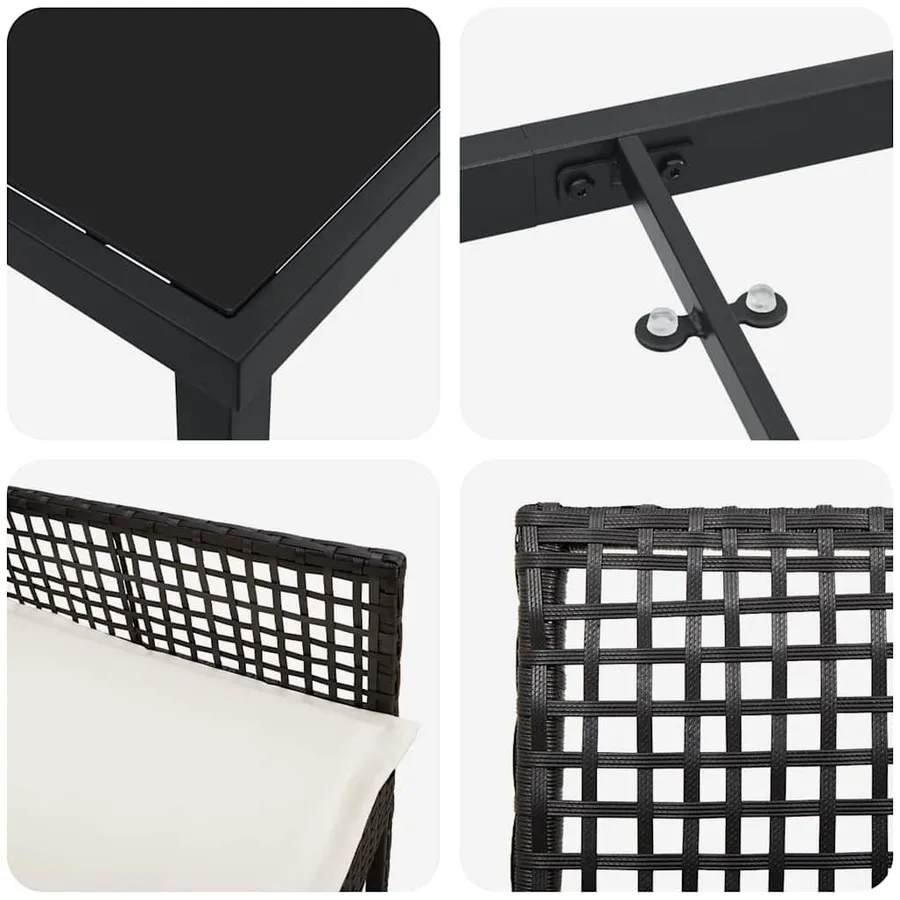 Ensemble de salle à manger pour jardin 7 pcs Noir polyrotin - 9