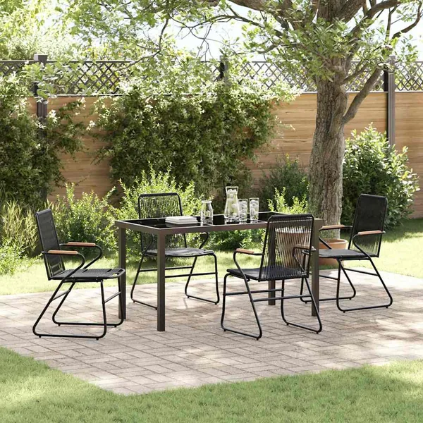 Ensemble de salle à manger pour jardin 5 pcs Noir
