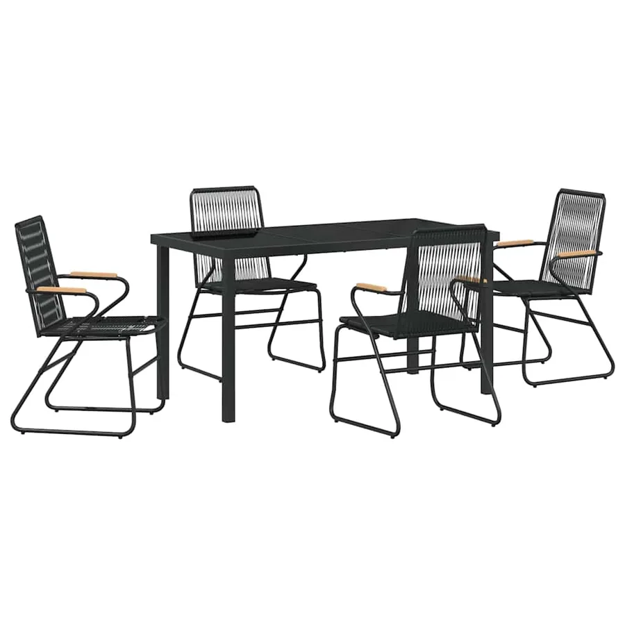 Ensemble de salle à manger pour jardin 5 pcs Noir - 2
