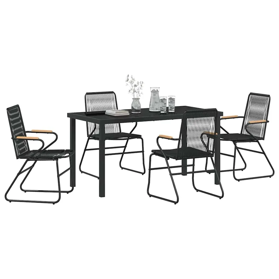 Ensemble de salle à manger pour jardin 5 pcs Noir - 3