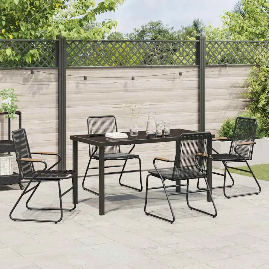 Ensemble de salle à manger pour jardin 5 pcs Noir - 4