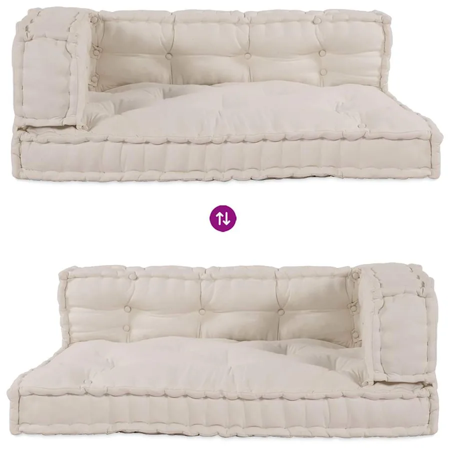 Coussin de canapé sur palette 3 pcs Crème 120 x 80 x 34 cm - 10