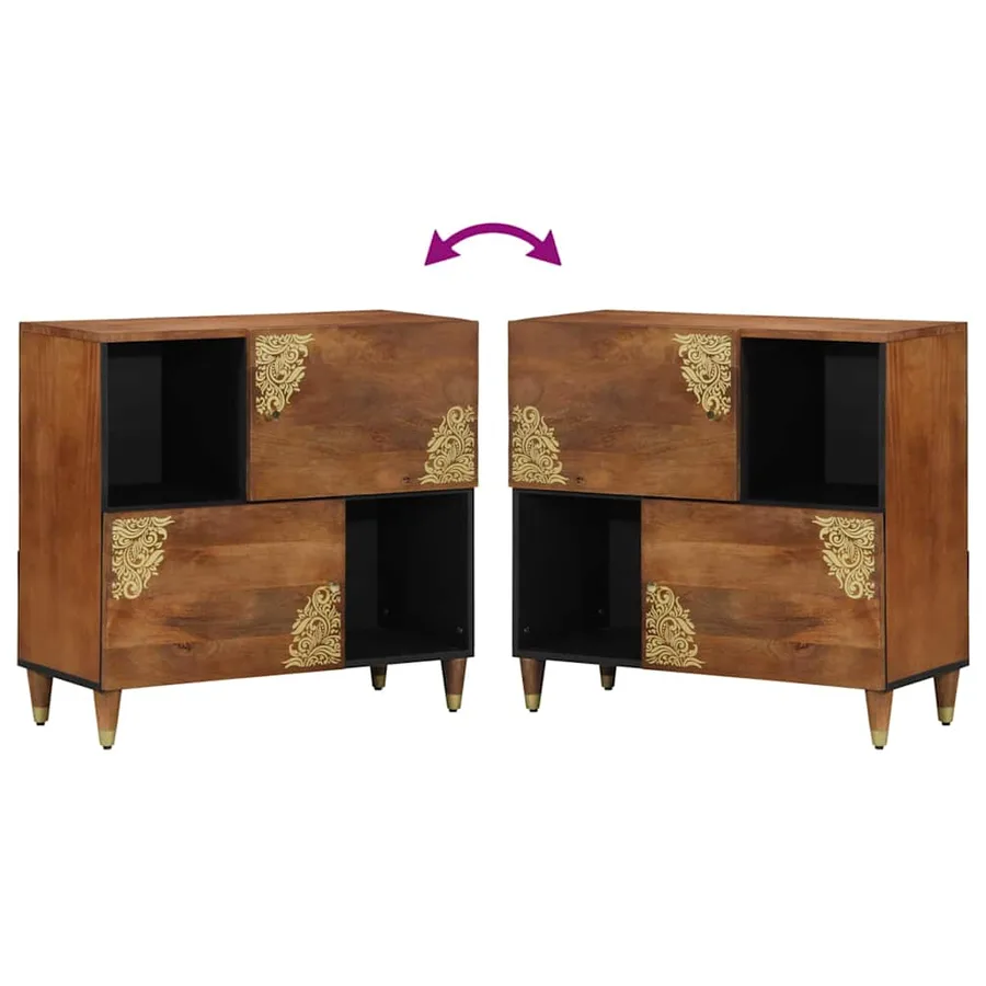 Buffet avec porte Marron 80 x 33 x 75 cm Bois de mangue massif - 10