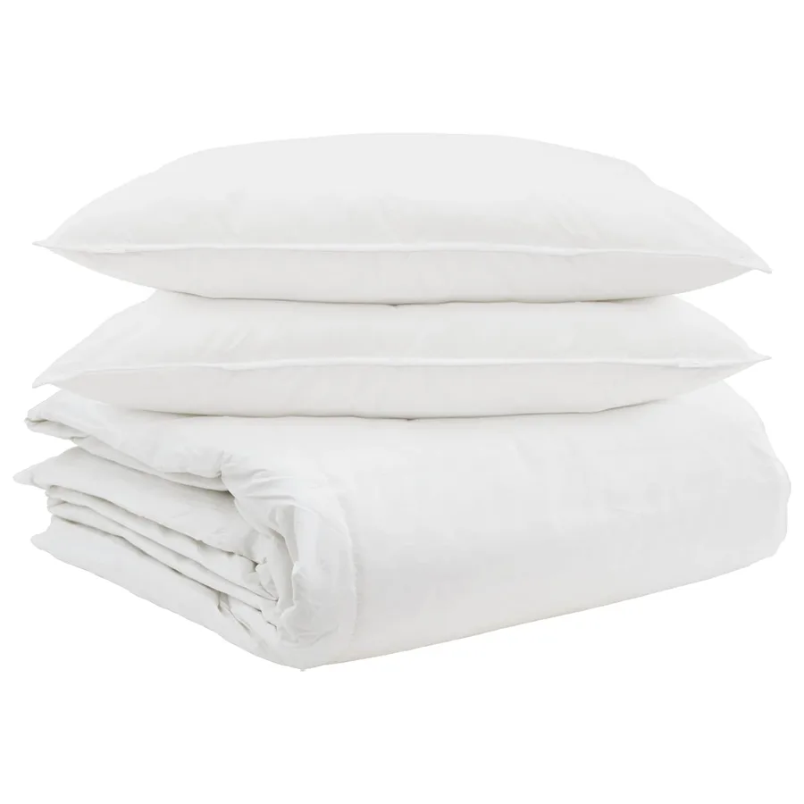 Ensemble de Duvet avec oreiller 3 pcs Blanc Plume de canard - 2