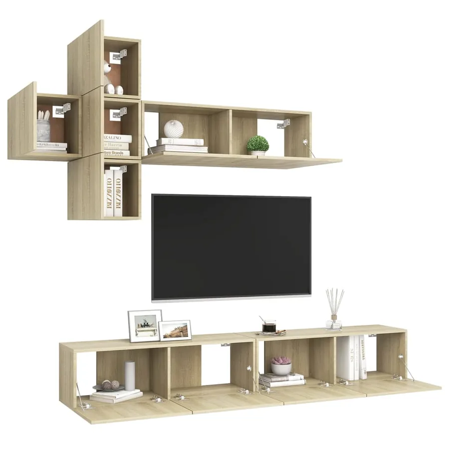 Ensemble de meubles TV 7 pcs Chêne sonoma Bois d'ingénierie - 3