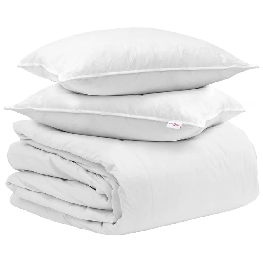 Ensemble de Duvet avec oreiller 3 pcs Blanc Plume de canard - 2