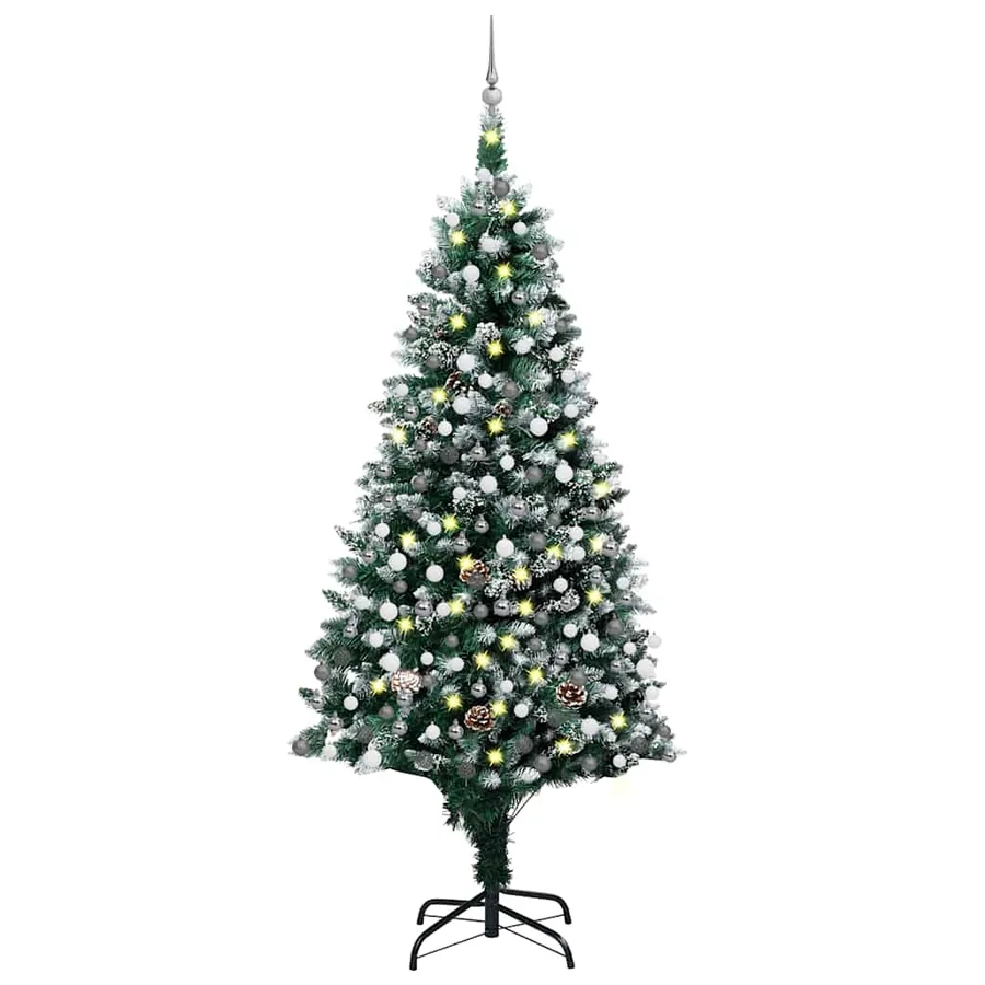 Arbre de Noël artificiel avec LED/boules pommes de pin 210cm