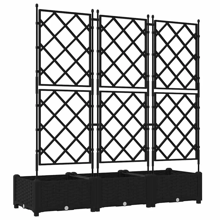 Cache-pot de jardin 3 pc Noir 120 x 40 x 125,5 cm PP - 7