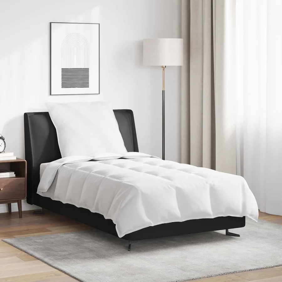 Duvet 2-en-1 avec oreiller 2 pcs Blanc Plume de canard