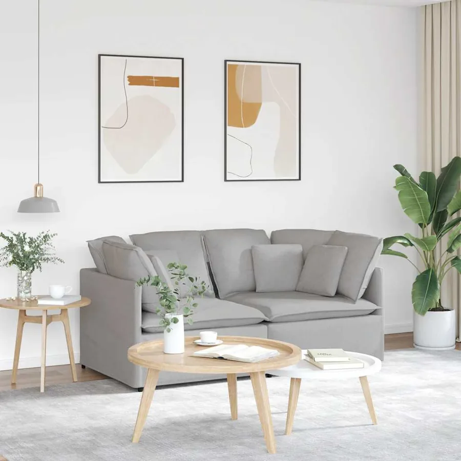 Canapé modulable avec coussins en tissu gris nuage
