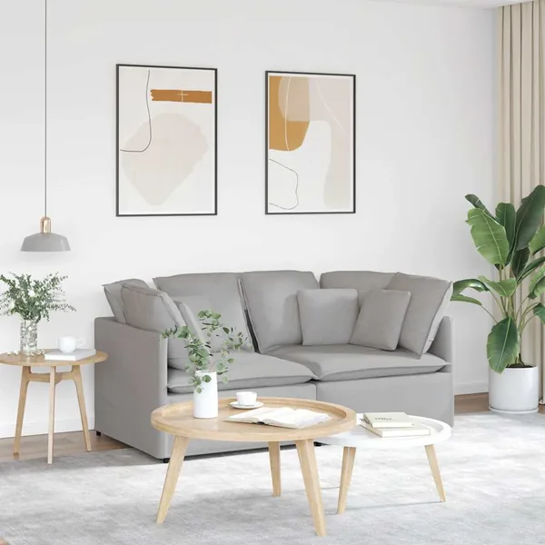 Canapé modulable avec coussins en tissu gris nuage