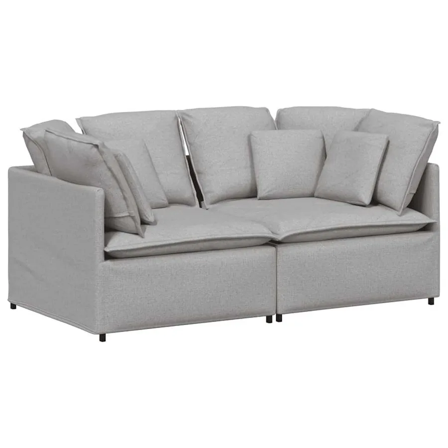 Canapé modulable avec coussins en tissu gris nuage - 2