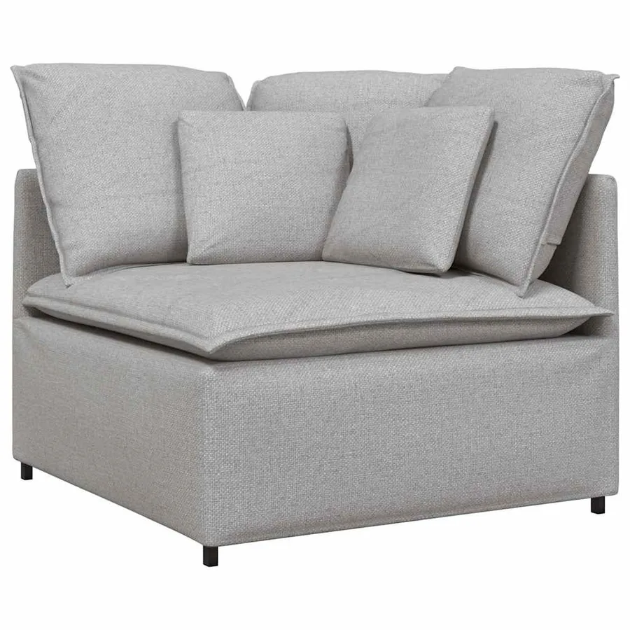 Canapé modulable avec coussins en tissu gris nuage - 3