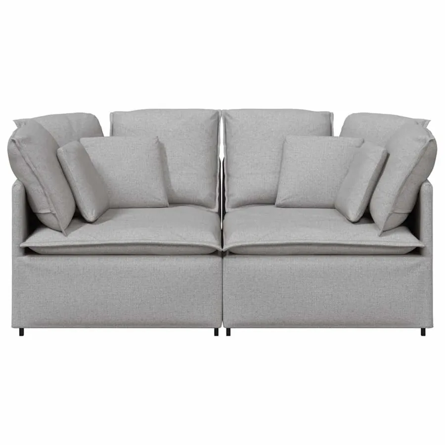 Canapé modulable avec coussins en tissu gris nuage - 4