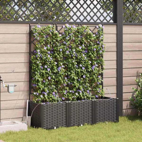 Cache-pot de jardin 3 pc Noir 120 x 40 x 142 cm PP