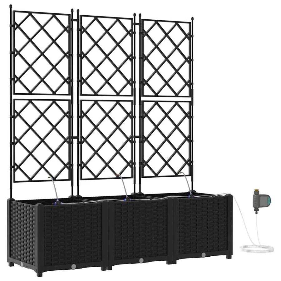 Cache-pot de jardin 3 pc Noir 120 x 40 x 142 cm PP - 2