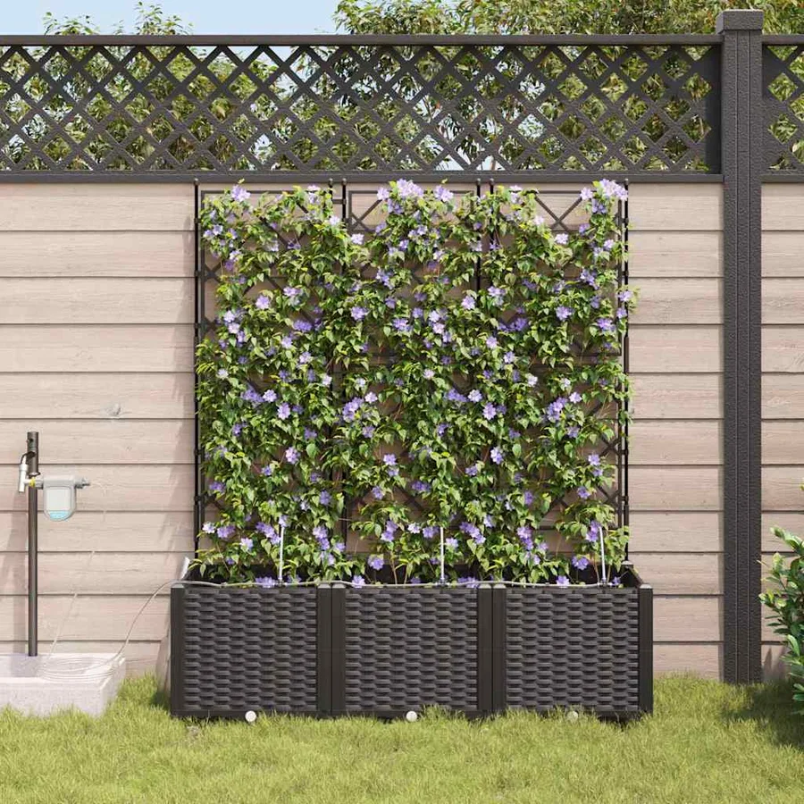 Cache-pot de jardin 3 pc Noir 120 x 40 x 142 cm PP - 3