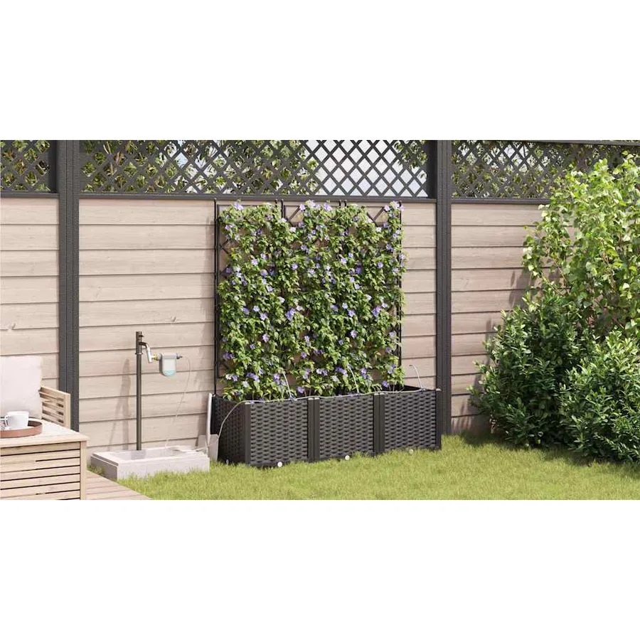 Cache-pot de jardin 3 pc Noir 120 x 40 x 142 cm PP - 4
