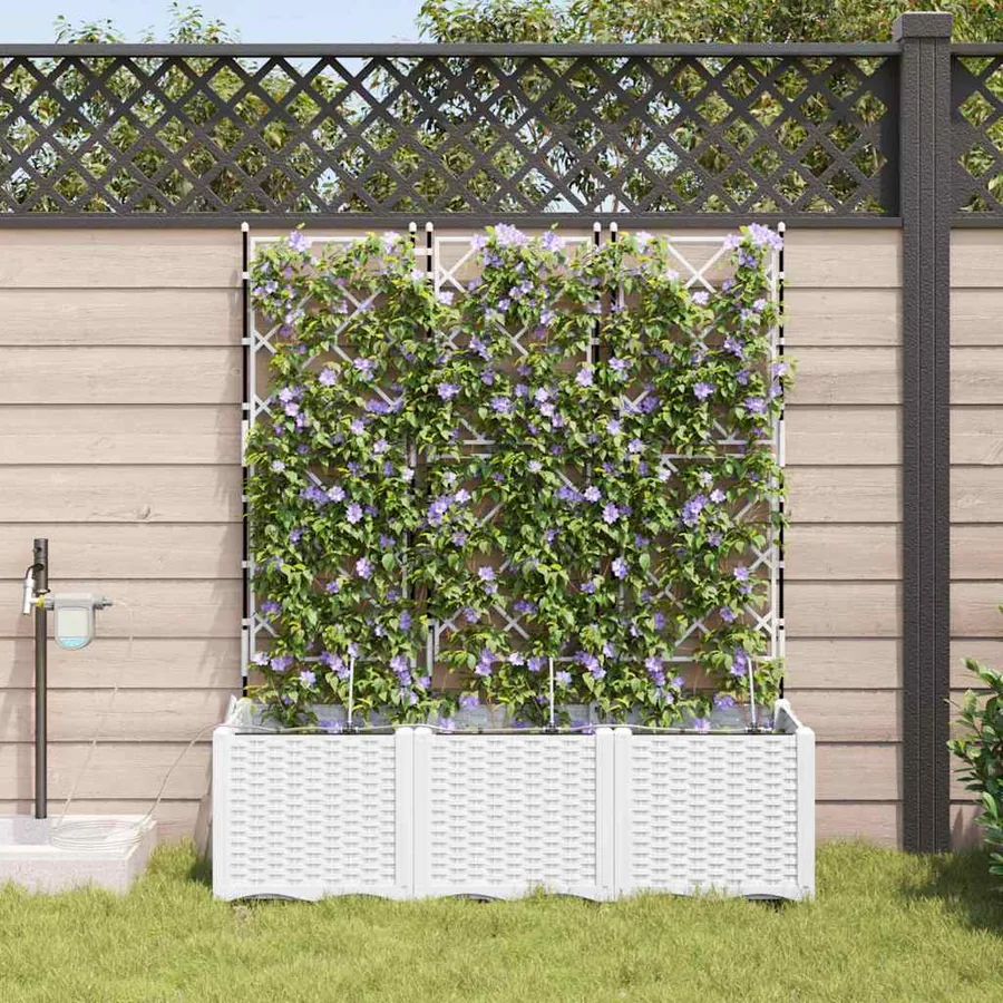 Cache-pot de jardin 3 pc Blanc 120 x 40 x 142 cm PP