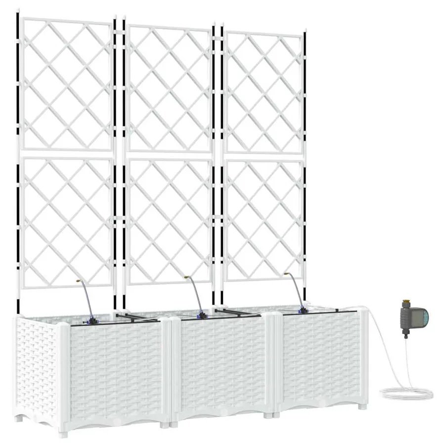 Cache-pot de jardin 3 pc Blanc 120 x 40 x 142 cm PP - 2