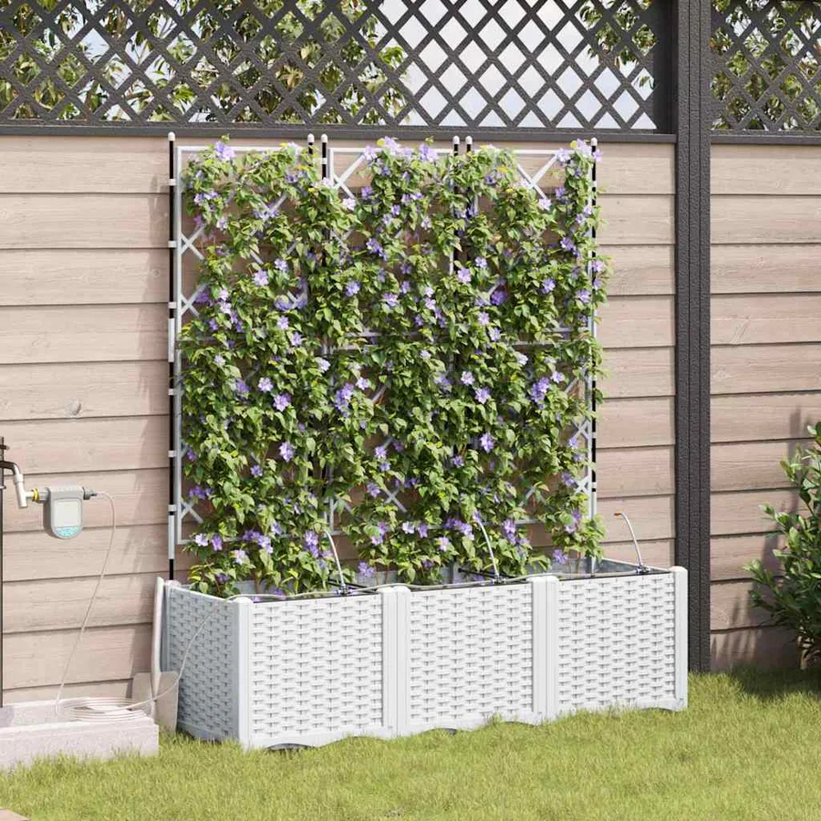 Cache-pot de jardin 3 pc Blanc 120 x 40 x 142 cm PP - 3
