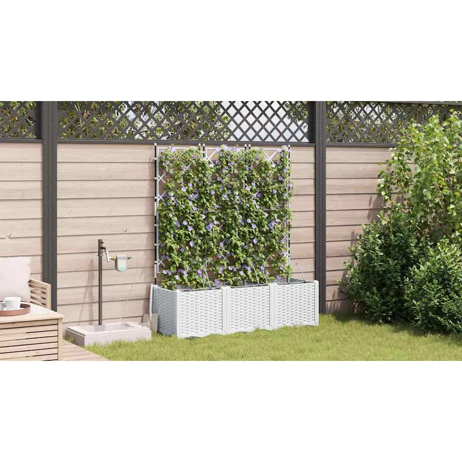 Cache-pot de jardin 3 pc Blanc 120 x 40 x 142 cm PP - 4