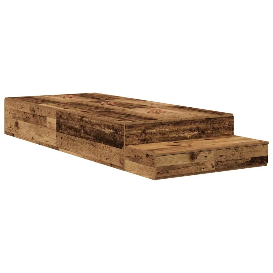 Cadre de lit avec rangement Bois Ancien 80 cm Bois d'ingénierie - 2