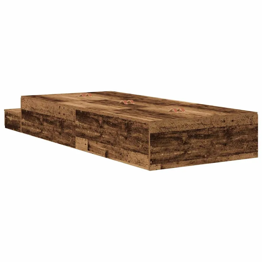 Cadre de lit avec rangement Bois Ancien 80 cm Bois d'ingénierie - 8
